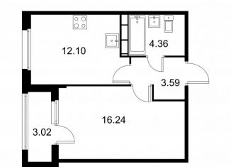 Продам однокомнатную квартиру, 37.8 м2, Колпино