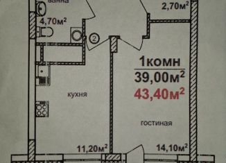 Однокомнатная квартира на продажу, 43.4 м2, Нижний Новгород, улица Александра Хохлова, 3, ЖК Корица
