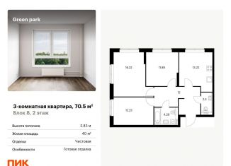 Продаю трехкомнатную квартиру, 70.5 м2, Москва, Берёзовая аллея, 17к2