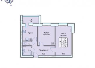 Продажа 2-комнатной квартиры, 60.2 м2, Орловская область, Лесная аллея, 4