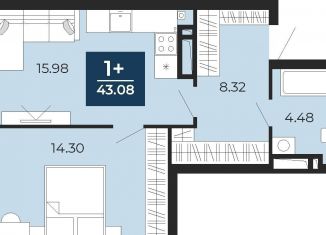 Продается однокомнатная квартира, 43.1 м2, Тюмень, Калининский округ, улица Фармана Салманова, 23