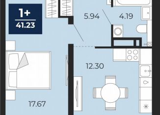 Однокомнатная квартира на продажу, 40.1 м2, Тюмень, Арктическая улица, 16