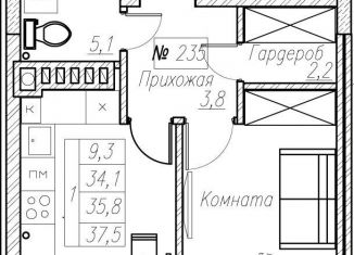 Продаю 1-ком. квартиру, 35.8 м2, Калининградская область