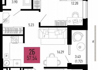 Продам 2-ком. квартиру, 57.5 м2, Аксай