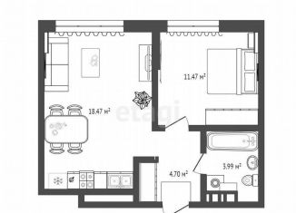 Продам 1-ком. квартиру, 38.6 м2, Тюмень, Ленинский округ, Лесопарковая улица, 1к1