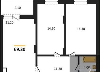 Продам 2-комнатную квартиру, 69.3 м2, Воронеж, Железнодорожный район