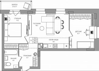 Продам 3-комнатную квартиру, 55.6 м2, Пермский край, Самолётная улица, 6