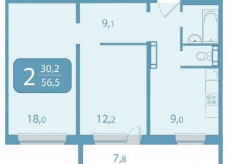 2-комнатная квартира на продажу, 56.5 м2, Томская область, улица Королёва, 20