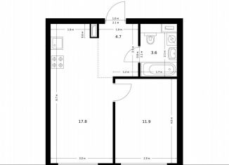 Продается 1-комнатная квартира, 38 м2, Москва, жилой комплекс Полар, 1.5, район Северное Медведково