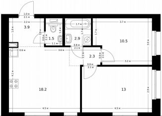 Продается двухкомнатная квартира, 52.3 м2, Москва, жилой комплекс Полар, 1.4, район Северное Медведково