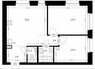 Продам 2-ком. квартиру, 54.9 м2, Москва, жилой комплекс Полар, 1.4, район Северное Медведково