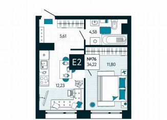 Продается однокомнатная квартира, 34.2 м2, Тула