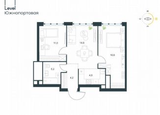 Продается 3-ком. квартира, 56.5 м2, Москва, жилой комплекс Левел Южнопортовая, 3