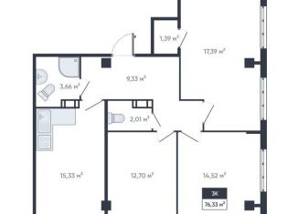 Продаю трехкомнатную квартиру, 76.3 м2, Мурино, улица Шоссе в Лаврики, 93