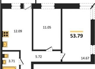 Продам 2-ком. квартиру, 53.8 м2, Воронеж, Левобережный район