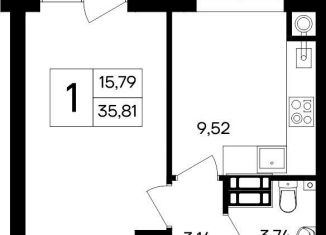 Продается 1-ком. квартира, 35.8 м2, посёлок городского типа Гвардейское