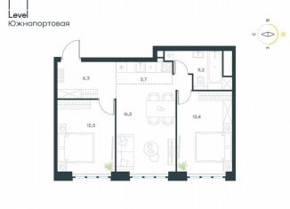 Продается трехкомнатная квартира, 57.6 м2, Москва, жилой комплекс Левел Южнопортовая, 1