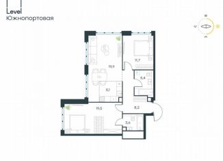 Продам 3-ком. квартиру, 73.4 м2, Москва, жилой комплекс Левел Южнопортовая, 1