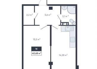 Продам 1-ком. квартиру, 40.7 м2, Мурино, улица Шоссе в Лаврики, 93