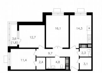 Продам 3-ком. квартиру, 80.6 м2, Москва