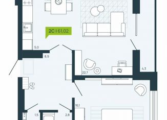 Продается квартира студия, 61 м2, Новосибирск, улица Зорге, 279/5, Кировский район