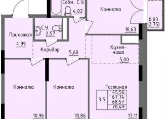 Продажа 3-комнатной квартиры, 68.6 м2, Ижевск, улица Луначарского