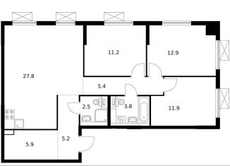 Продажа трехкомнатной квартиры, 86.6 м2, Москва, район Текстильщики