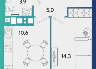 1-ком. квартира на продажу, 37.9 м2, Удмуртия, улица Архитектора П.П. Берша, 44