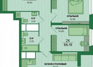 Продажа 2-комнатной квартиры, 66.2 м2, Тула, Центральный территориальный округ