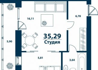 1-ком. квартира на продажу, 35.3 м2, деревня Ветошниково