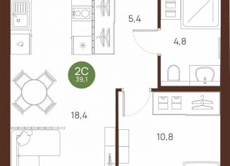 Продам 1-комнатную квартиру, 39.1 м2, Новосибирская область