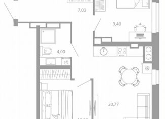 Продаю 2-ком. квартиру, 51.5 м2, Астрахань, улица Николая Островского, 148/1