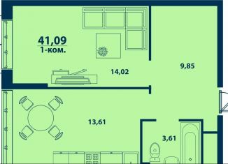 Продам однокомнатную квартиру, 41.1 м2, Уфа, Ленинский район