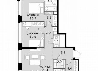 Продажа двухкомнатной квартиры, 84.4 м2, Москва, метро Беговая