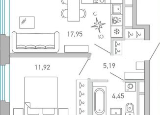 Продам 1-ком. квартиру, 39.5 м2, Санкт-Петербург, метро Петроградская, набережная Чёрной речки, 1