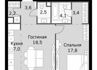 Продам 1-ком. квартиру, 59.1 м2, Москва, метро Беговая