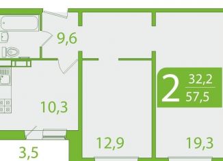 Продаю двухкомнатную квартиру, 57.6 м2, Томская область, улица Пришвина, 46