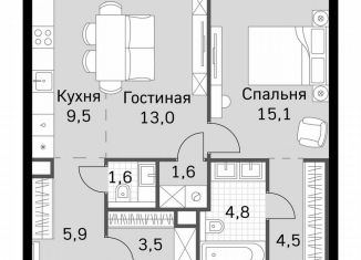 Продаю 1-ком. квартиру, 59.5 м2, Москва, метро Беговая