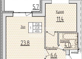 Продажа 1-комнатной квартиры, 48.6 м2, Кропоткин, улица имени С. Есенина, 8