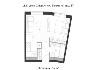 Продается квартира со свободной планировкой, 31.7 м2, Москва, Басманный район, площадь Курского Вокзала, 1