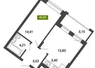 2-комнатная квартира на продажу, 40.9 м2, Новосибирск, метро Заельцовская, Сухарная улица, 107/2