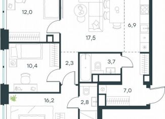 Продам 4-ком. квартиру, 78.8 м2, Москва, жилой комплекс Левел Звенигородская, к1