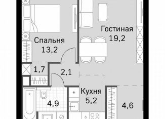 Продам однокомнатную квартиру, 50.9 м2, Москва, метро Беговая