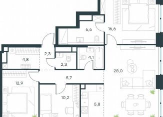 Продается 4-комнатная квартира, 99.3 м2, Москва, жилой комплекс Левел Звенигородская, к1, район Хорошёво-Мнёвники