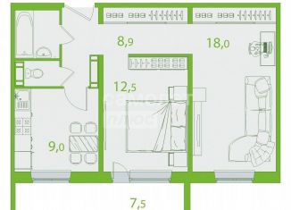 Продажа 2-комнатной квартиры, 56.5 м2, Томск, улица Пришвина, 52