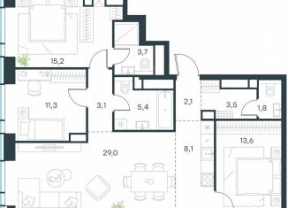 Продается 4-ком. квартира, 96.8 м2, Москва, жилой комплекс Левел Звенигородская, к1, метро Хорошёвская