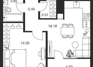 Продам 1-ком. квартиру, 45.8 м2, Тула