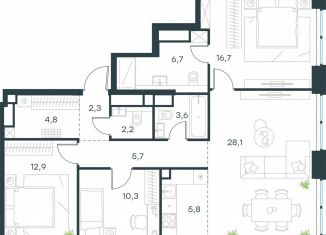 Продается 4-комнатная квартира, 99.1 м2, Москва, жилой комплекс Левел Звенигородская, к1, метро Хорошёвская