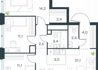 Продам 4-ком. квартиру, 75.3 м2, Москва, жилой комплекс Левел Звенигородская, к2, метро Хорошёвская