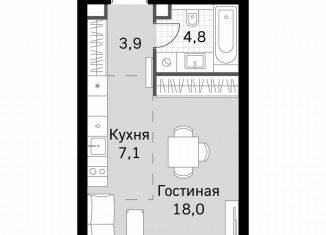 Продам квартиру студию, 33.8 м2, Москва, метро Беговая